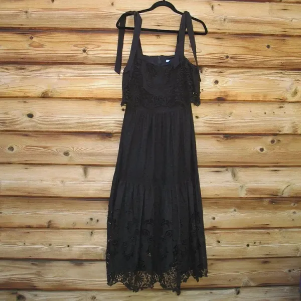 NWT Antonio Melani Black Eyelet Midi Dress 6 - Image 3