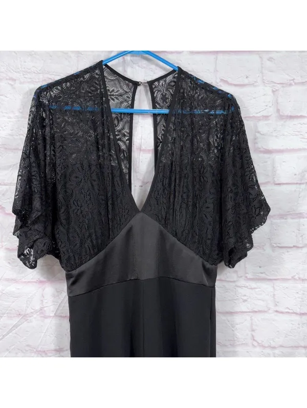 XOXO Black Lace Wide Leg Jumpsuit Women’s Medium Elegant Evening Party - Image 2