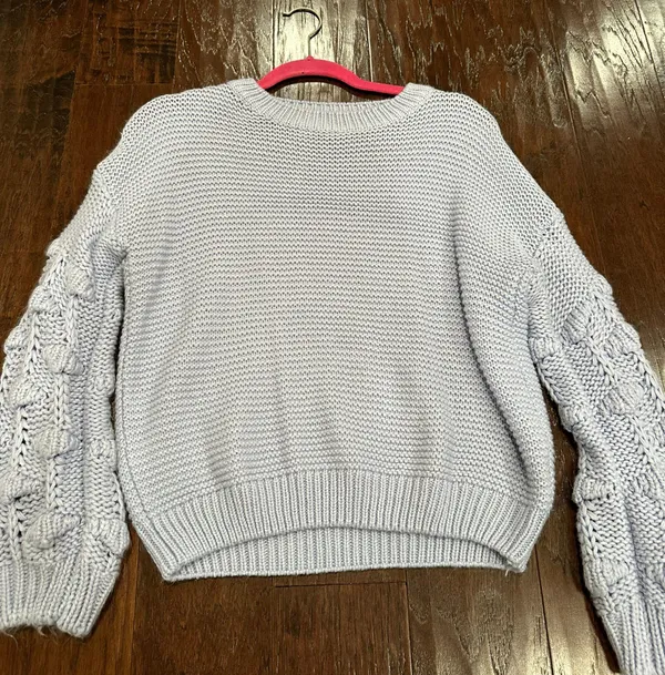 SheIn Lavender Puff Sleeve Sweater - Image 2