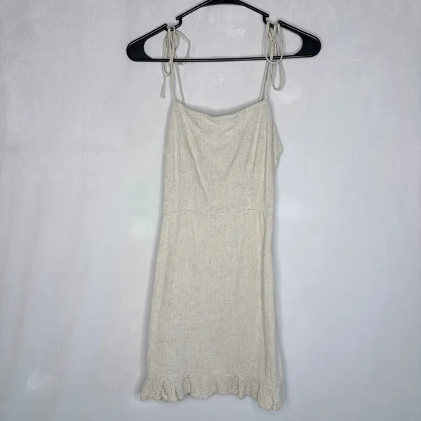 Abercrombie‎ & Fitch Cream Linen Blend Mini Dress - Image 3