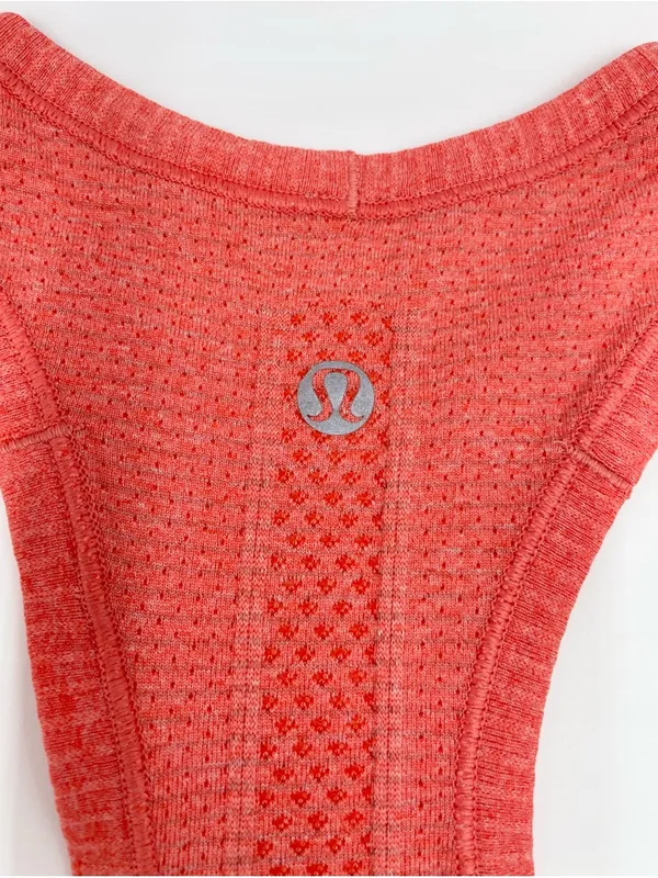 Lululemon Swiftly Tech Racerback Tank Top Size 12 Heathered Orange Coral Running - Image 7