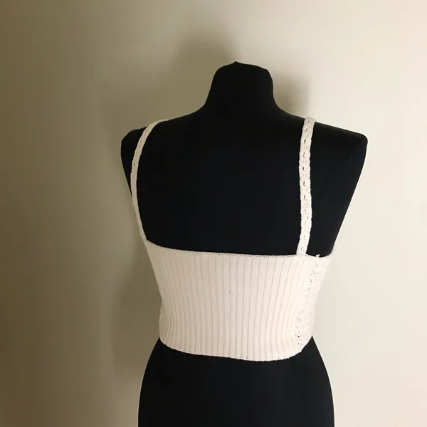 Free People Cream Crochet Women Crop Top - Image 4