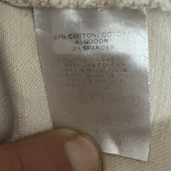 Loft Women's Cream Colored Khaki‎ Pants Size 12 Petite Straight Leg Raw Hem - Image 8