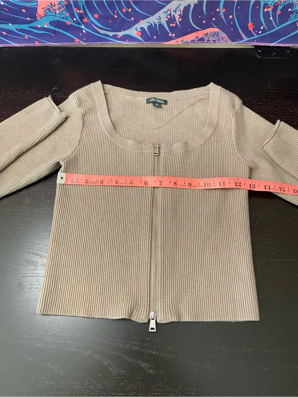 wild fable Neutral Ribbed Zip Sweater - Image 3