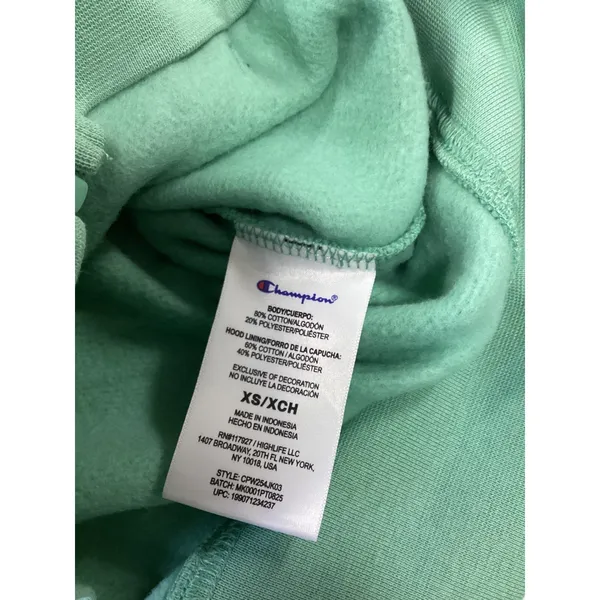Champion Women‎ XS Mint Green Fleece Full Zip Hoodie Sweatshirt CPW254JK03 NWT - Image 3