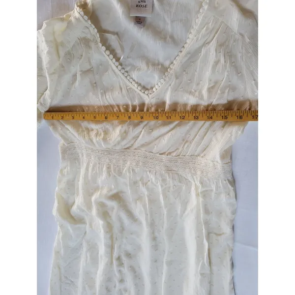 Knox Rose Women's Dress • Cream Swiss Dot Peasant Western Boho Flowy Small - Image 6