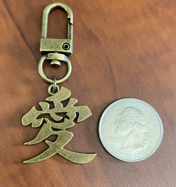 Handmade Keychain AirPods accessory Japanese kanji “AI” love anime 💚 - Image 2