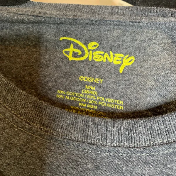 Disney Gray Mickey Mouse Metallic Silver Graphic Tee T Shirt Sz Medium - Image 5