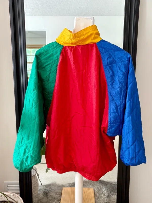 80’s Bright Colored Windbreaker Long Sleeve Jacket Size L - Image 6