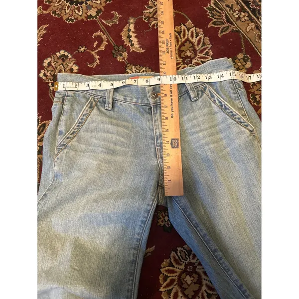 Vintage Old Navy Boy Cut Light Wash Denim‎ Jeans Women Sz 4 Ultra Low Waist 2005 - Image 7