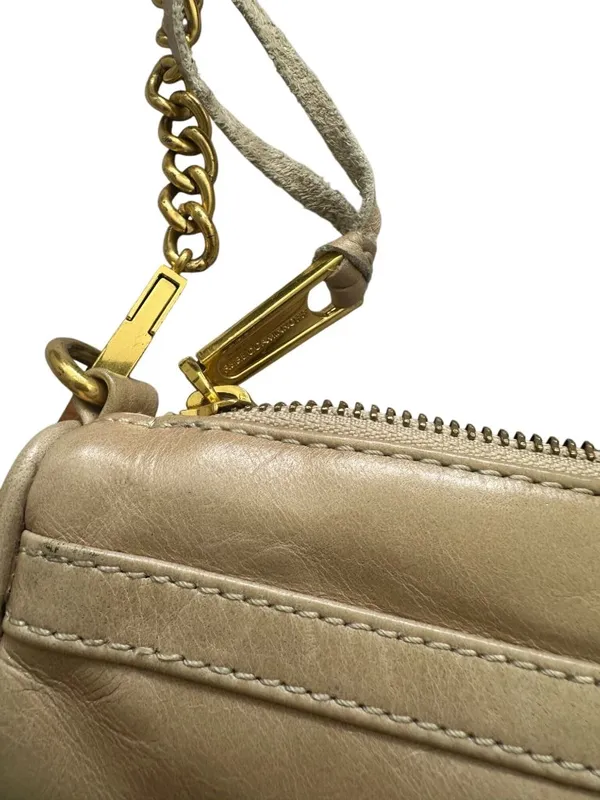 REBECCA MINKOFF Tan Gold Leather MAC Crossbody Bag - Image 8