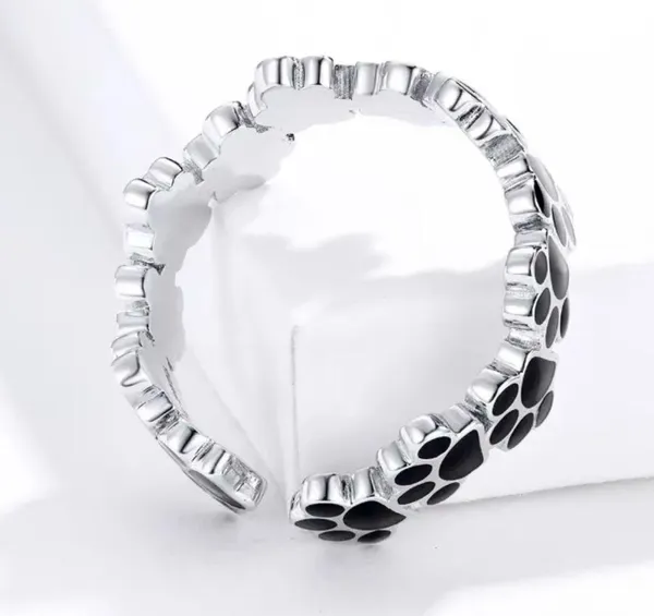 Charming Adjustable Puppy Paw Print Adjustable Ring Size 7 - Image 2