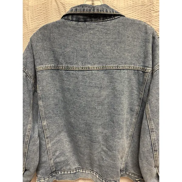 BEI BEI Women's XL Denim Truck Jacket Faux Fur Lining‎ Detach Collar NWOT - Image 16