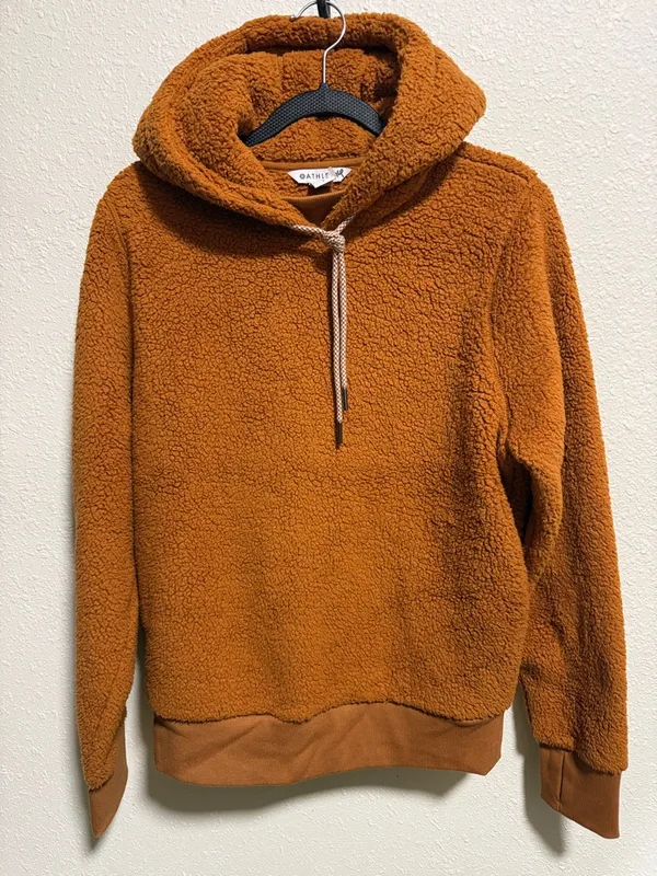Athleta Tugga Sherpa Hoodie Womens Size Small‎ Burnt Orange Fleece Pullover - Image 2