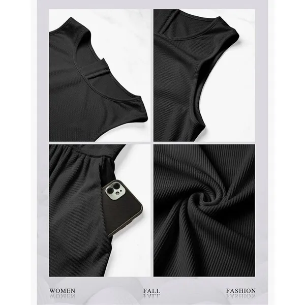 NEW Black Sleeveless Pockets Zipper Back Wide leg Jumpsuit XL - Image 5
