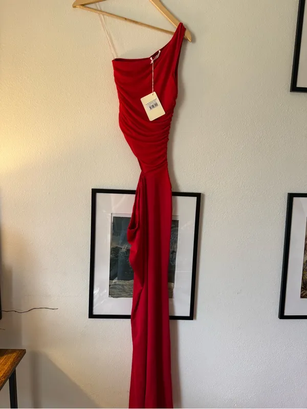 NWT Peppermayo Serenella Red One-Shoulder Cutout Maxi Dress - Image 3