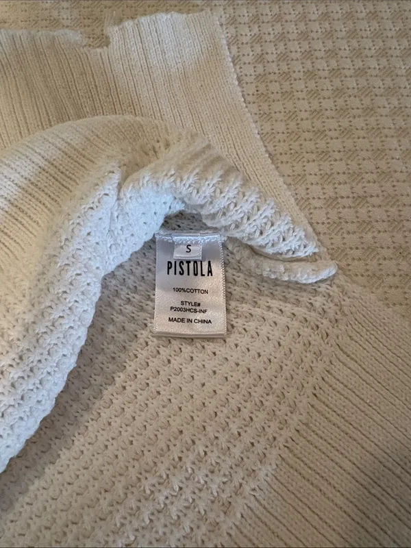 Pistola White Distressed Waffle-Knit Crewneck Sweater - Image 6