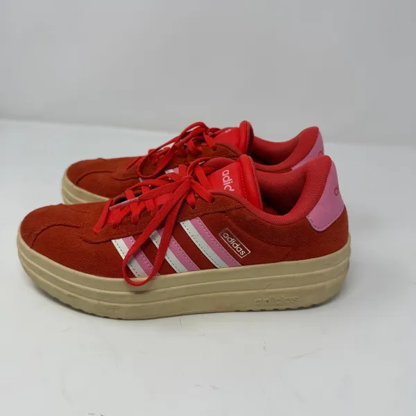 Adidas VL Court Bold Platform Sneaker Red Pink Suede Low Top Women Size 7 - Image 4