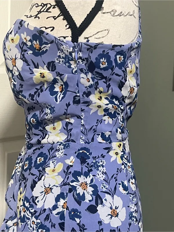 ASTR Floral One Shoulder Periwinkle Ruffle Mini Dress Size Large - Image 6
