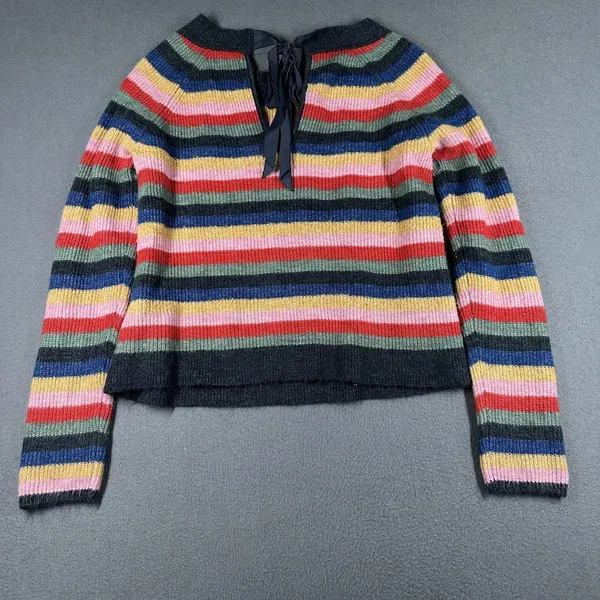 Abercrombie & Fitch Sweater‎ Womens Small Multicolor Stripe Boat Neck Pullover - Image 10