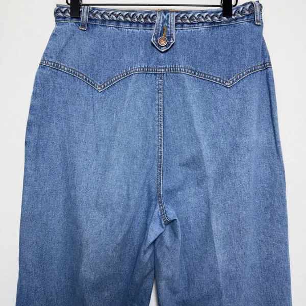 VTG‎ 90s Revolt Women Jeans Blue Bareback Braided Waist Wide Leg Carpenter Retro - Image 8