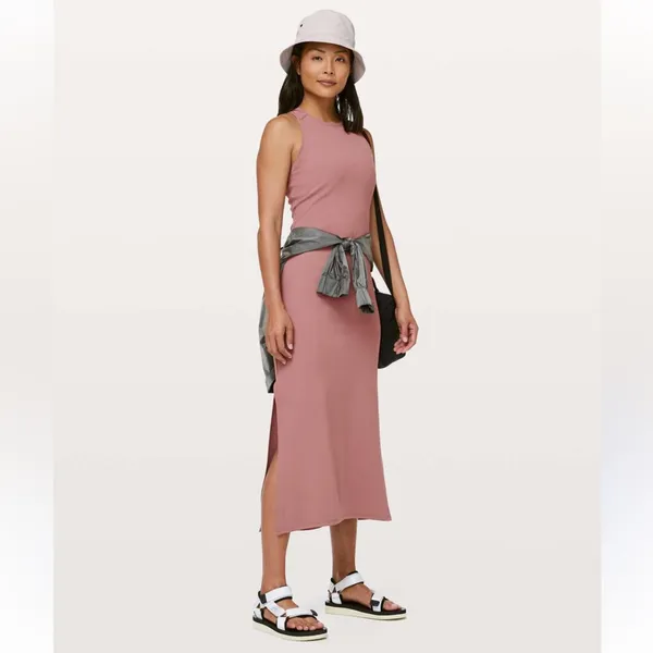 lululemon Align Dress in Mauve Pink Maxi with Slit Size 4 Get Going Slim Fit - Image 3