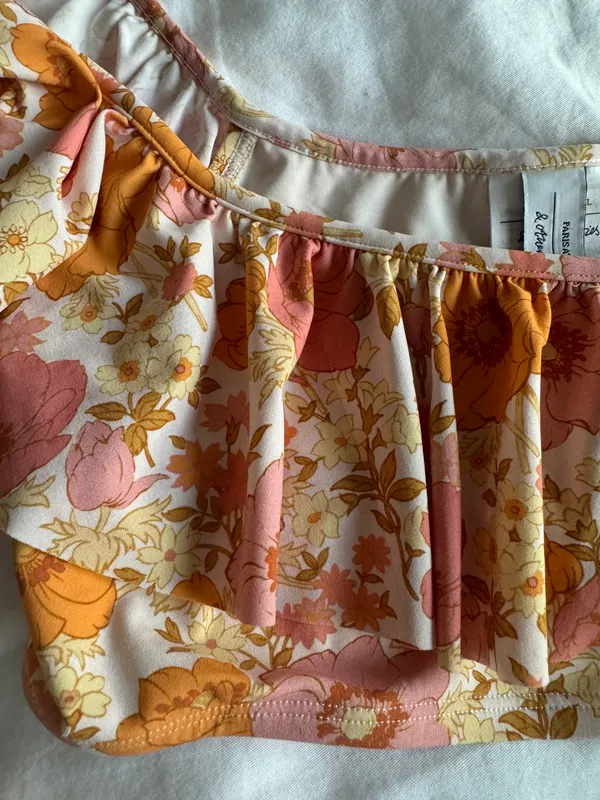 Orange And Pink Floral High Waisted Bikini Set - Image 3
