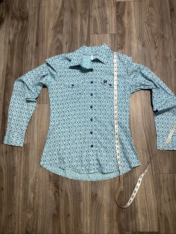Cinch Women's Light Blue Printed Button-Down Shirt - Image 13