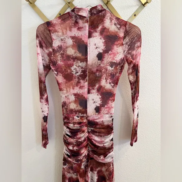 NWT Bardot Lea Tie Dye Mesh Long Sleeve Dress Extra Small - Image 13
