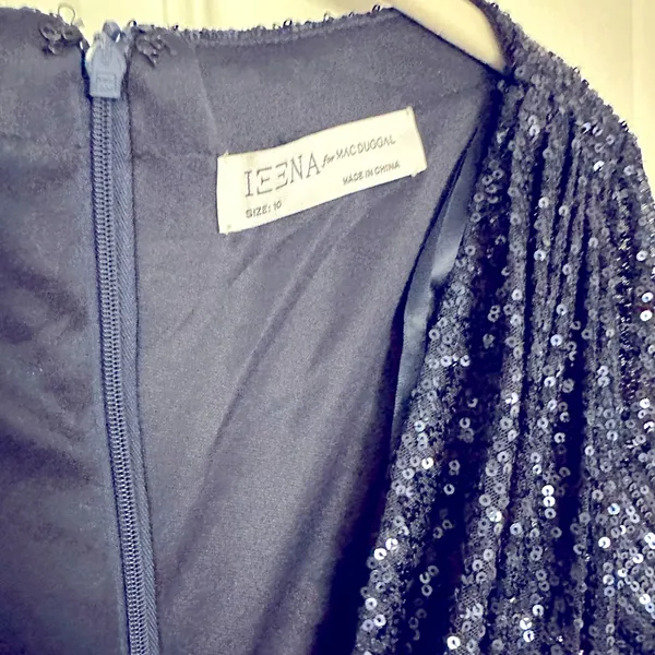 Mac Duggal Ieena Long‎ Sleeve Sequined Gown in Midnight Blue- NWT - Image 6