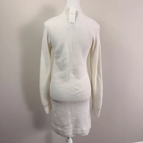 Abercrombie & Fitch Cream Ribbed Mock Neck Long Sleeve Sweater Dress XST NEW - Image 3