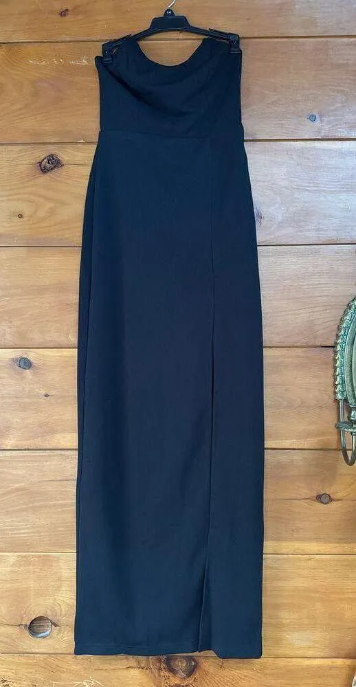 Lulus Malia Black Ruched Strapless Maxi Dress Bridesmaid Wedding Formal Size M - Image 3