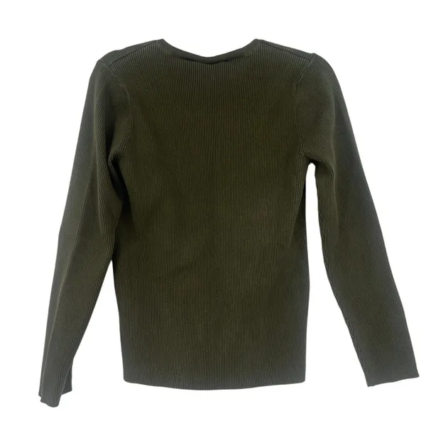 Ralph Lauren Vtg Polo Jeans Y2K Womens Sweater Sz XL Olive Ribbed Preppy Quiet Luxury Flag - Image 5