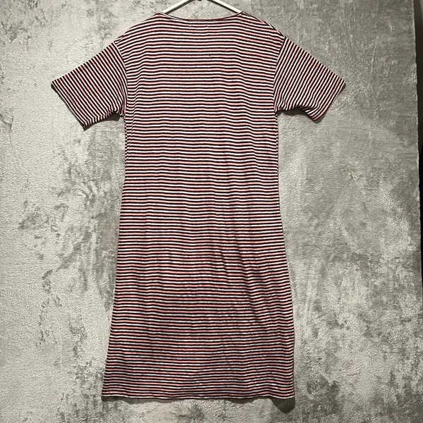 Chinti and Parker Striped 100% Linen Dress Sz Small Pink‎ Gray Maroon - Image 4