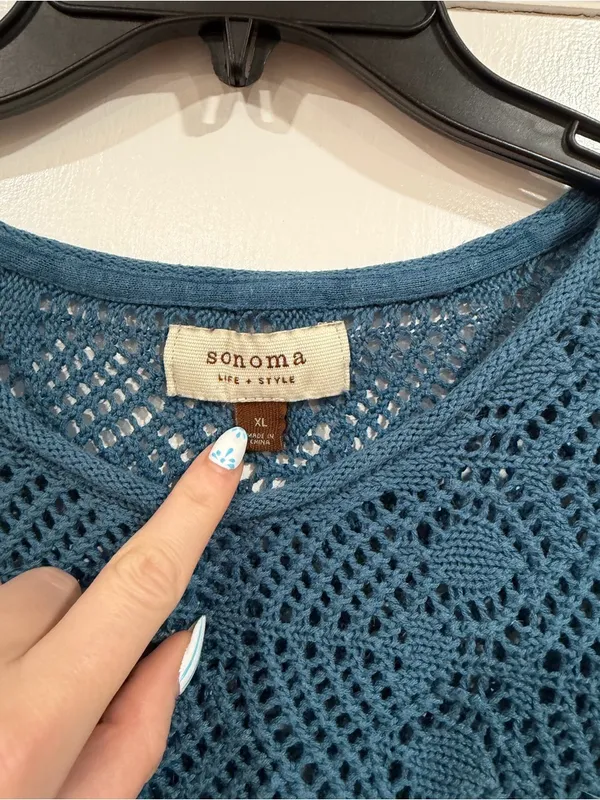 Sonoma Teal Crochet Knit Short Sleeve Top​ - Image 2