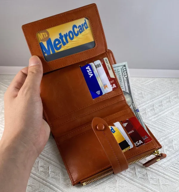 Wallet for Women,Trifold Snap Closure Wallet,Credit Card Holder Coin Purse - Image 5