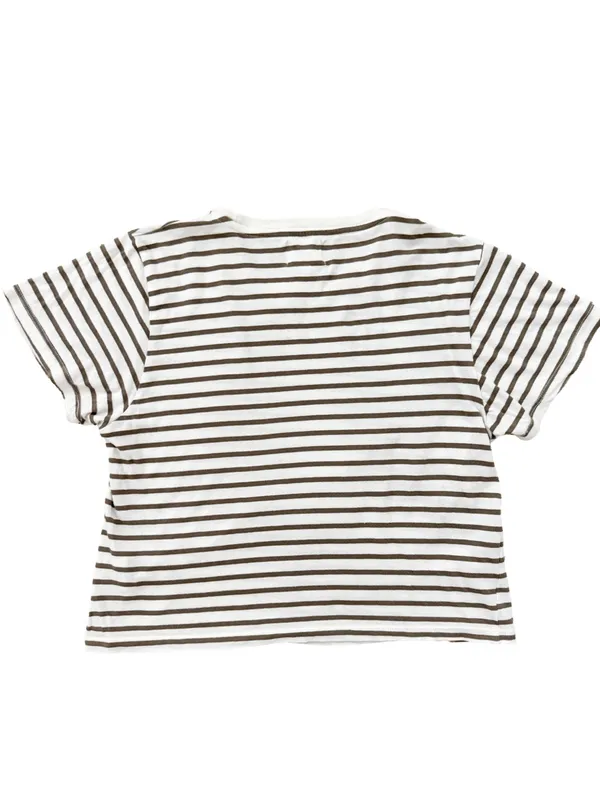 MATE the Label Cropped Striped Crewneck Tee Olive S - Image 2