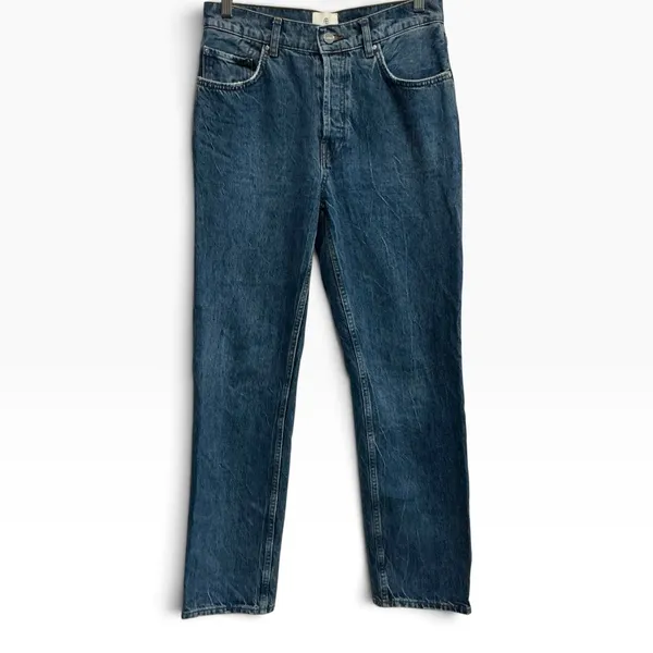 ANINE BING Benson High Rise Straight Leg Jeans Marine Blue Size 27 M $290 - Image 3