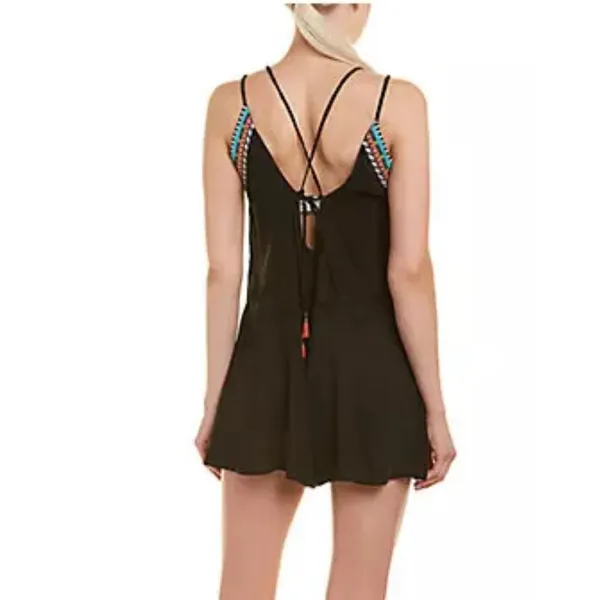 NWT Nanette Lepore Tribal Beat Romper Black Swim Coverup Size S‎ - Image 2