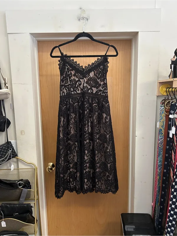 Altar’d State Black Lace A Line Dress with Adjustable Spaghetti Straps - size M - Image 2