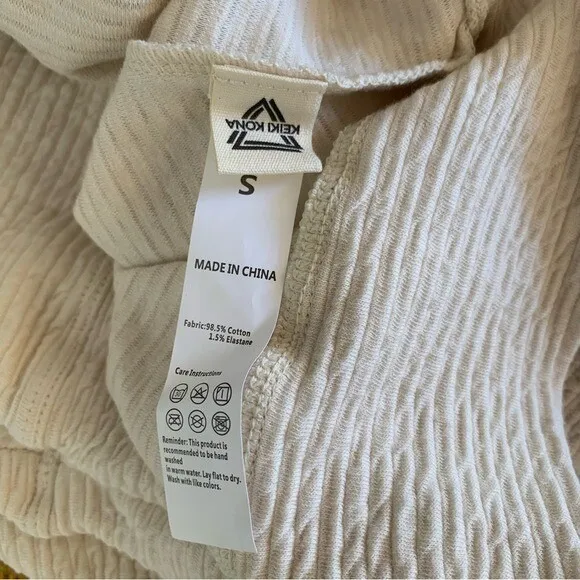 Keiki Kona Sweater Small Cream Cropped Textured Cozy Minimalist - Image 4