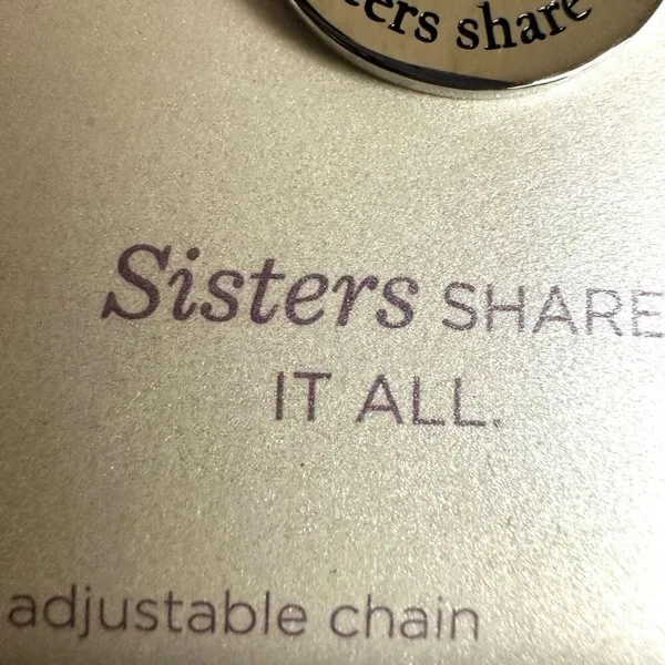 Hallmark Stainless Steel “Sisters Share It All” Necklace with Butterfly Charm - Image 2
