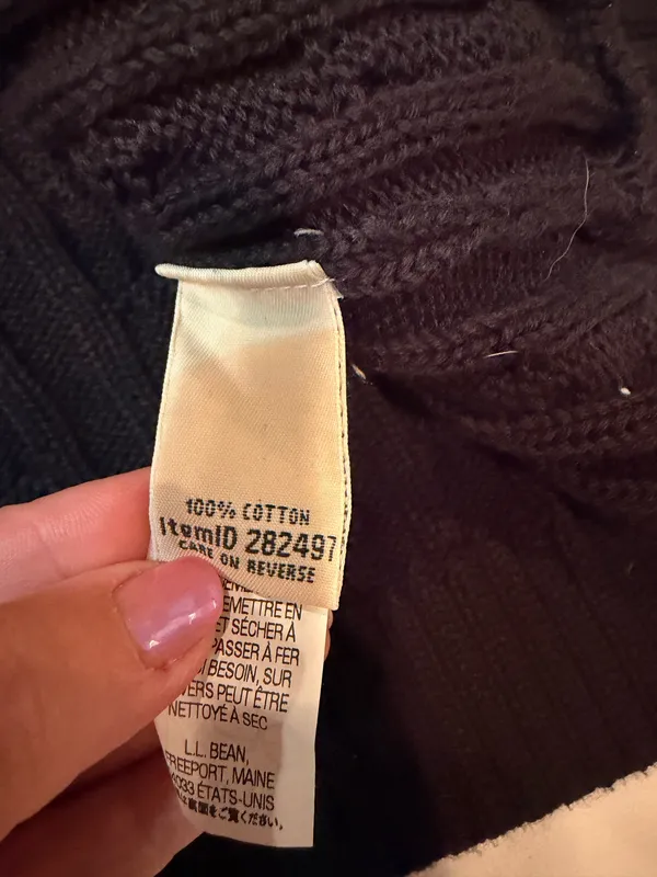 L.L.Bean Women’s Medium Cable Knit Shawl Collar Toggle Cardigan Sweater 100% Cotton Brown - Image 3