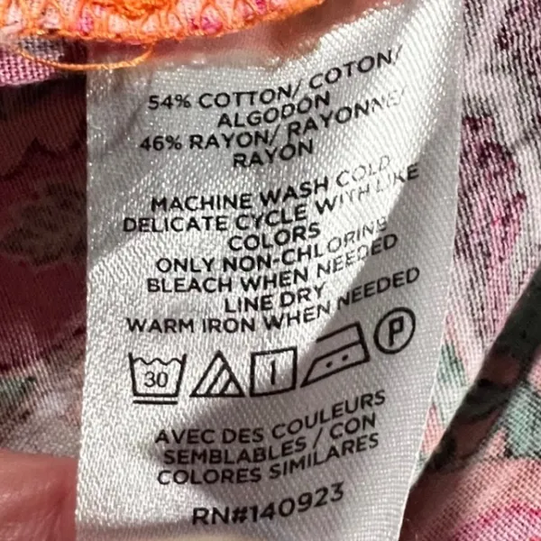 LOFT Floral Mini Dress Womens MP Pink Orange Patchwork Smocked V-Neck Tropical - Image 5