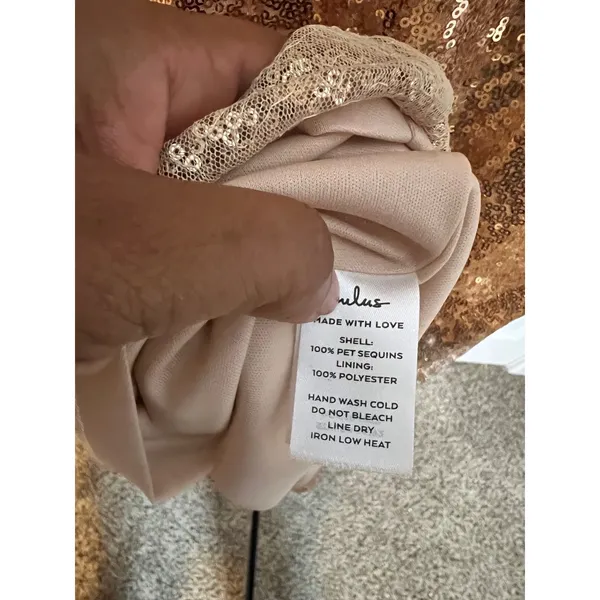 Lulus Womens Gold Sequin V-Neck Short‎ Sleeve Mini Shift Party Dress Size M - Image 6