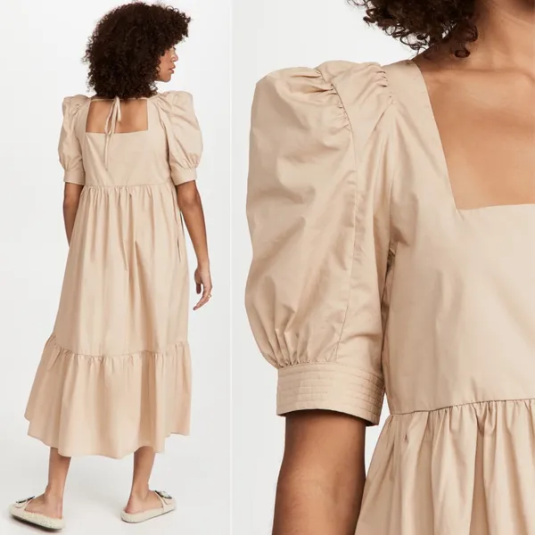 En Saison Square Neck Puff Sleeve Midi Dress - Image 2