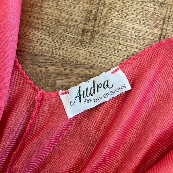 Vintage 70s Maxi Babydoll Slip Dress M Nylon Tiered Coral Nightgown Coquette - Image 6