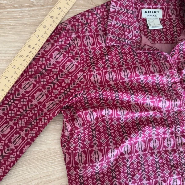 Ariat Women’s Large Alma Fitted Shirt Magenta Pink Western Rodeo Country - Image 7
