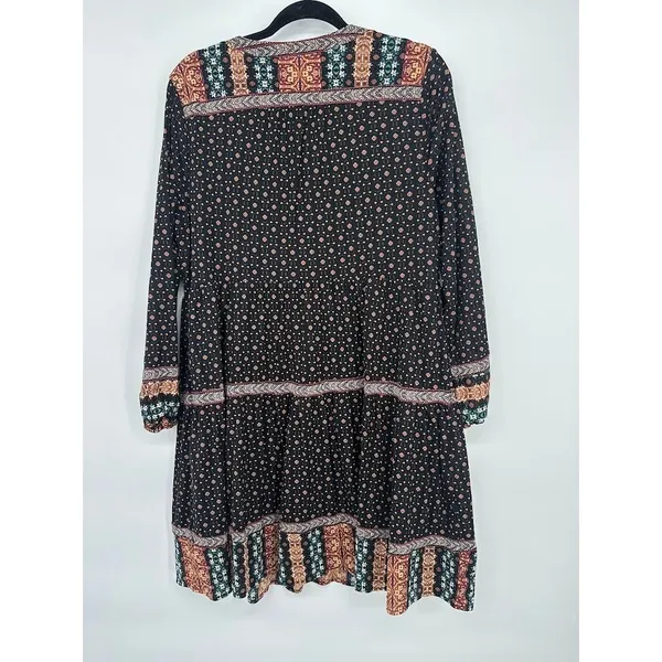 Style &‎ Co Dress Large Black Boho Embroidered Beaded Boho Peasant Dress Flowy - Image 6