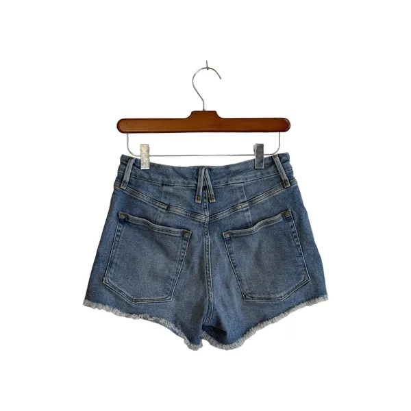 Good American Good Shorts Women 2 Blue‎ Cut Off High Rise Denim Jean Shorts - Image 2